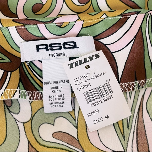 RSQ Tilly’s Swirl Satin Slip Dress Size M - Picture 5 of 7